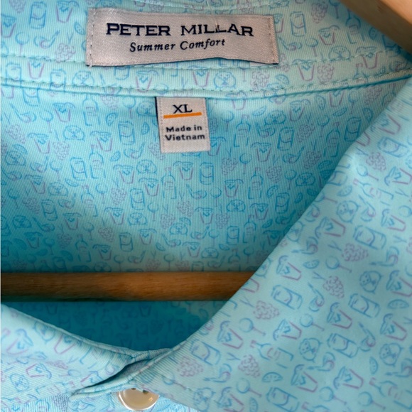 NWT Peter MIllar Blue Printed Cocktail Grapes Golf 3 Button Polo Size XL - Picture 5 of 6